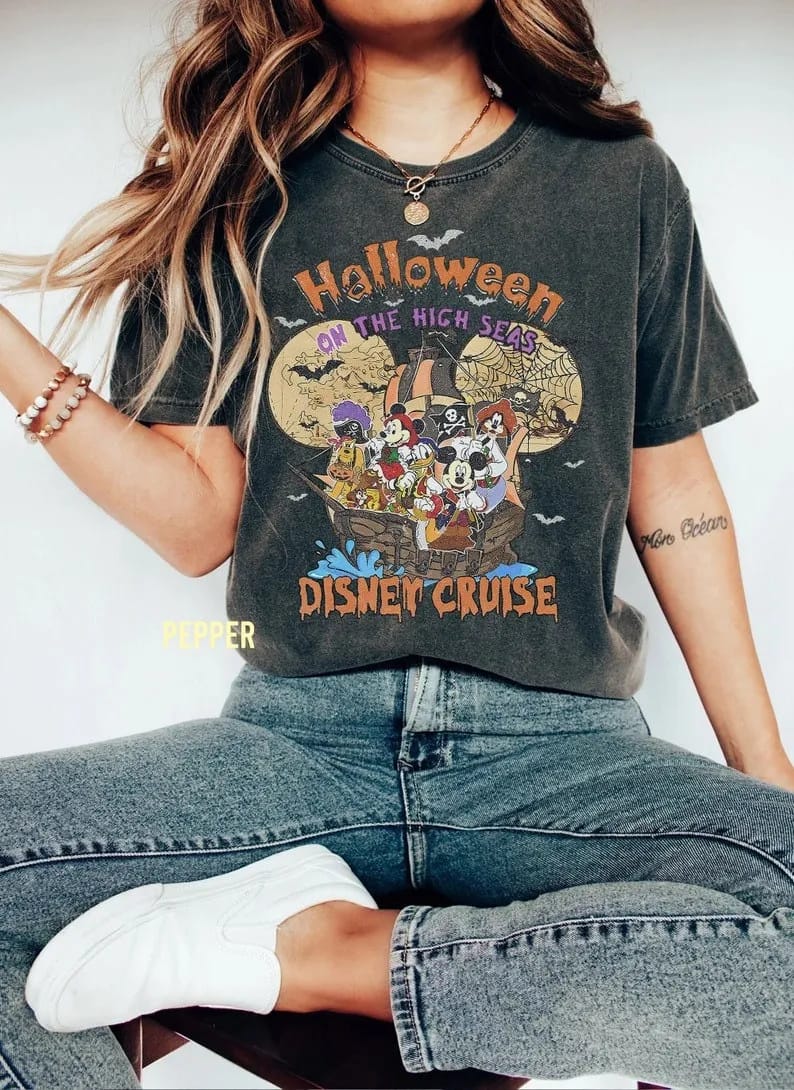 Inktee Store - Disney Halloween On The High Seas 2023 Shirt - Disney Halloween Vintage Shirt - Disney Cruise Halloween Shirt - Happy Halloween - Halloween Gift Image