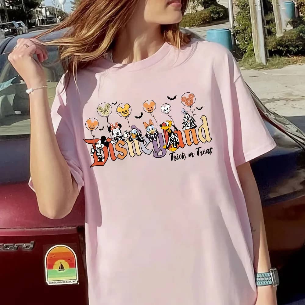 Inktee Store - Disney Halloween Skeleton Shirt - Disney Halloween 2023 Matching Shirt - Disney Balloon Shirt - Mickey Minnie And Friends - Trick Or Treat Shirt Image