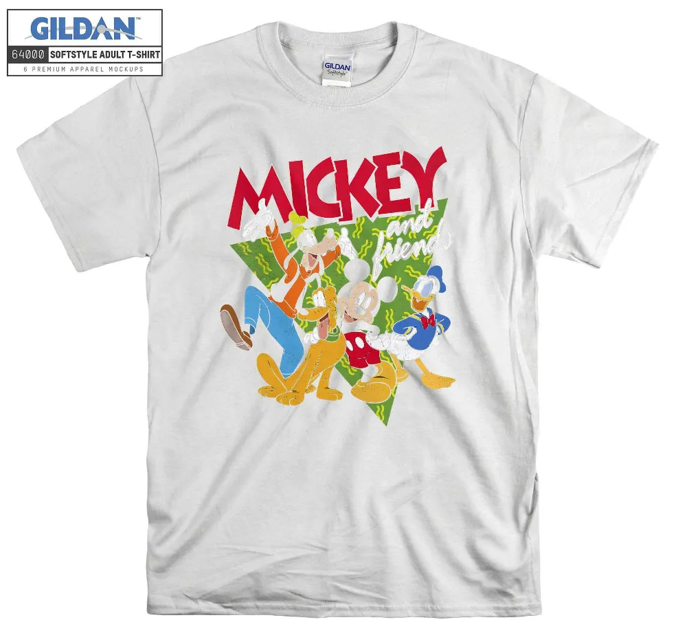 Inktee Store - Disney Mickey And Friends Group Shot Patterned T-Shirt Image