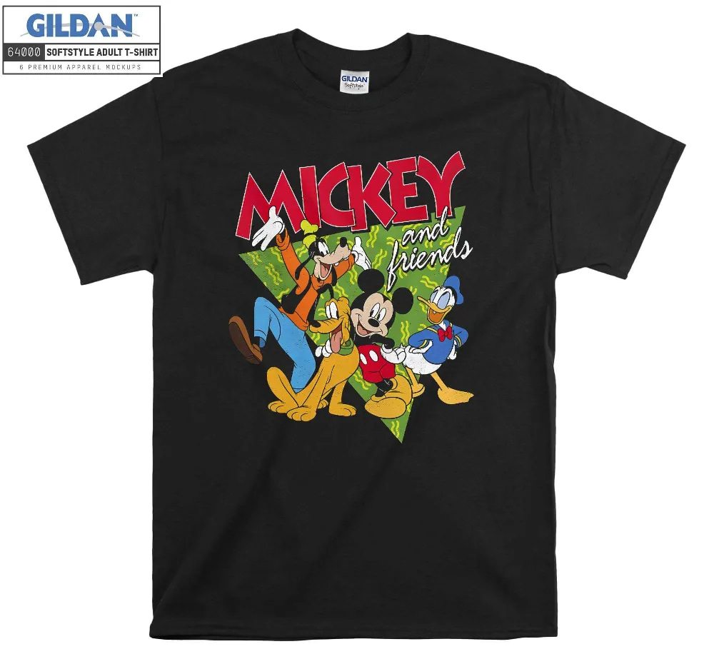 Inktee Store - Disney Mickey And Friends Group Shot Patterned T-Shirt Image
