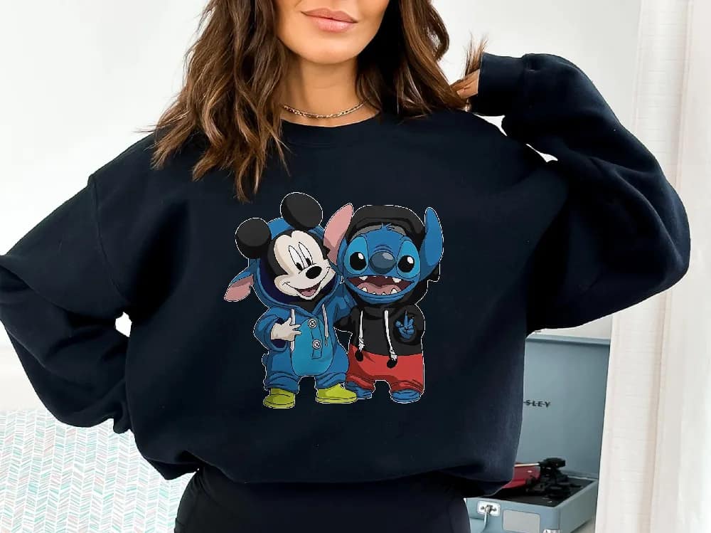 Inktee Store - Disney Mickey And Stitch Comfort Colors Shirt - Stitch Shirt - Mickey Shirt - Lilo And Stitch Shirt - Mickey And Friends Disney Family Shirts Image