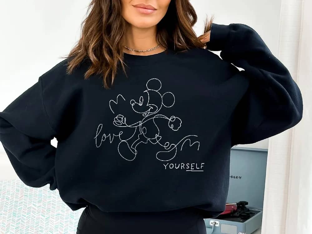 Inktee Store - Disney Mickey Sketch Sweatshirt - Mickey Silhouette - Mickey Disney Family Vacation Unisex T-Shirt Family Birthday Gift Adult Kid Sweatshirt Image