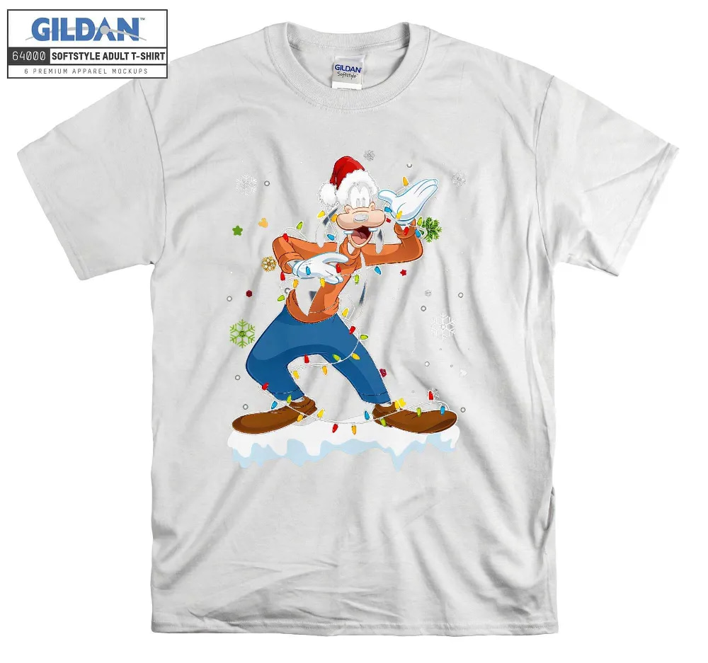 Inktee Store - Disney Santa Goofy Snow Christmas Lights T-Shirt Image