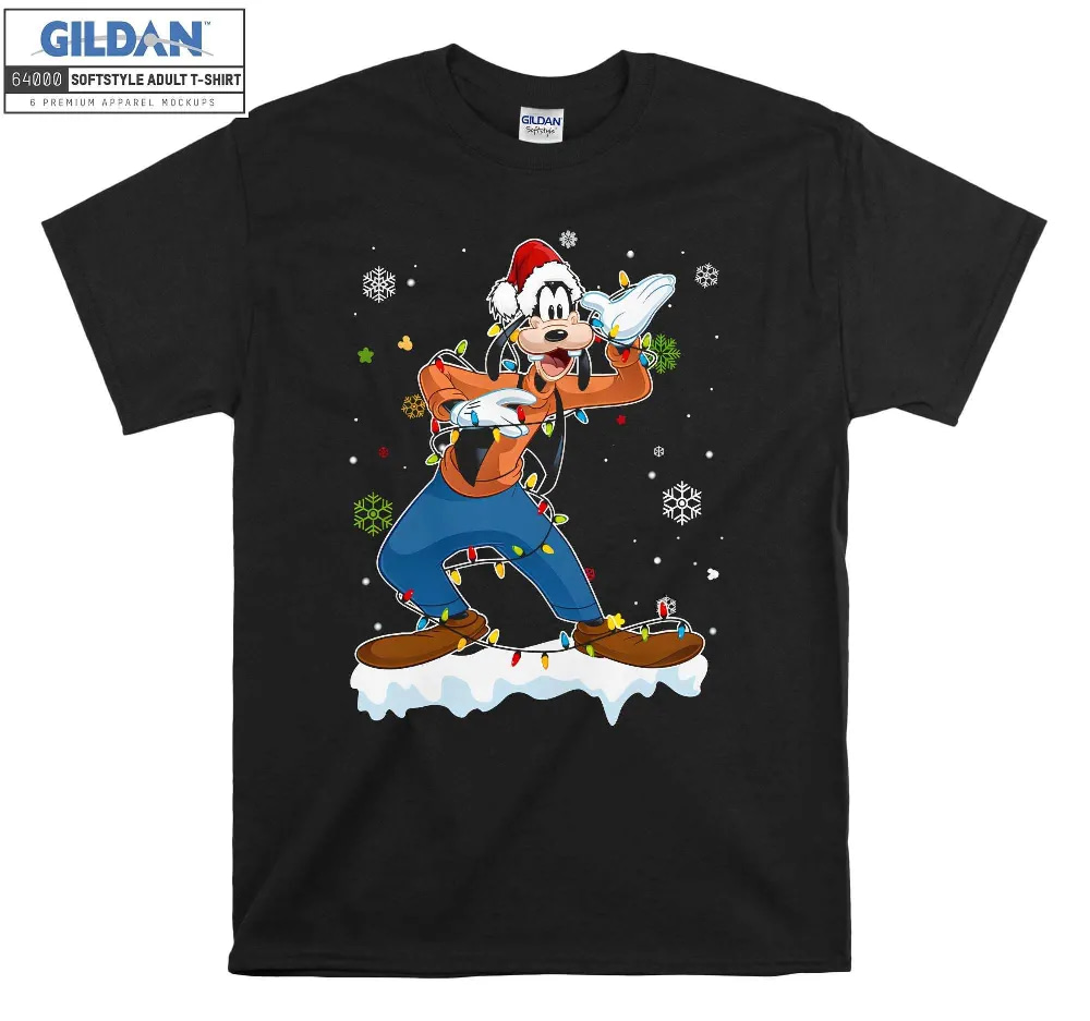 Inktee Store - Disney Santa Goofy Snow Christmas Lights T-Shirt Image