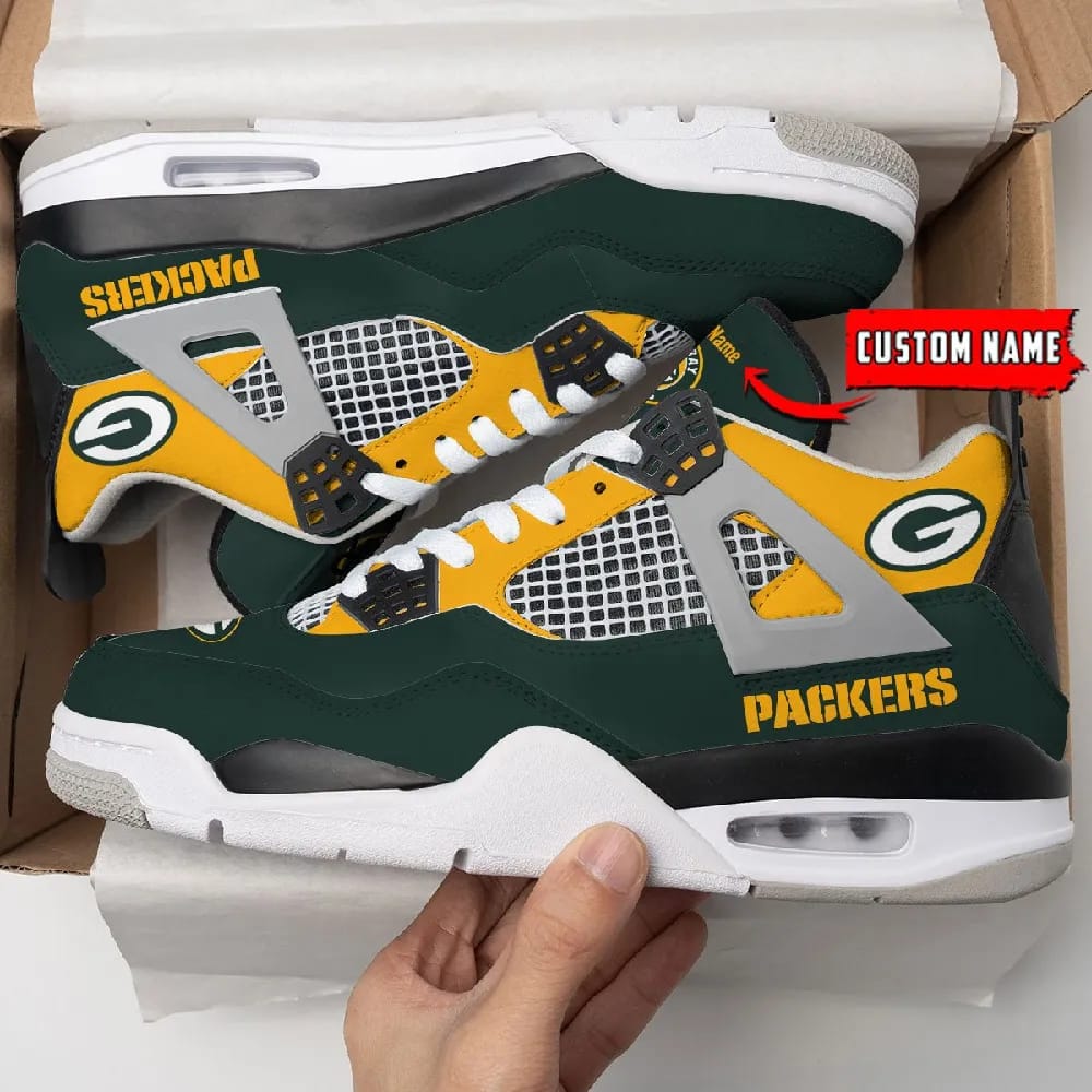 Inktee Store - Green Bay Packers Personalized Air Jordan 4 Sneaker Image