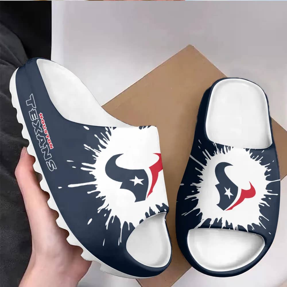 Inktee Store - Houston Texans Yeezy Slippers Shoes Image