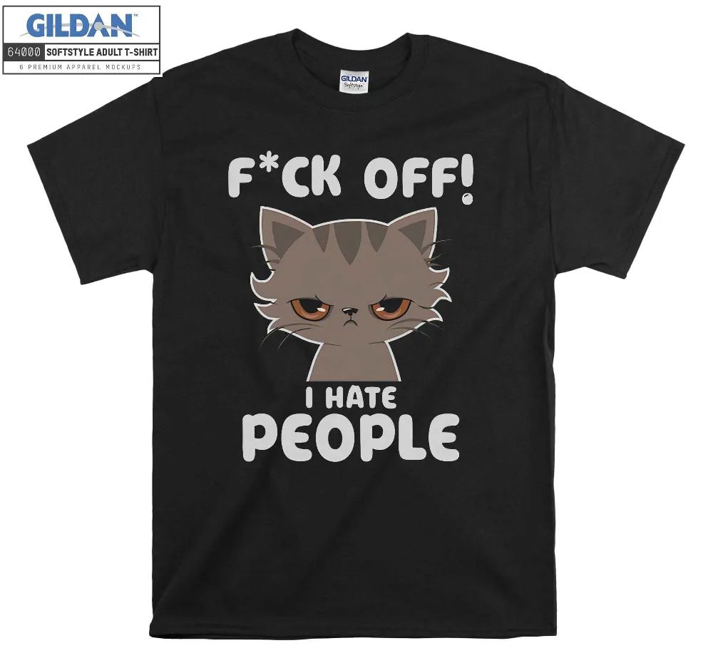 Inktee Store - I Hate People Funny Cat T-Shirt Image