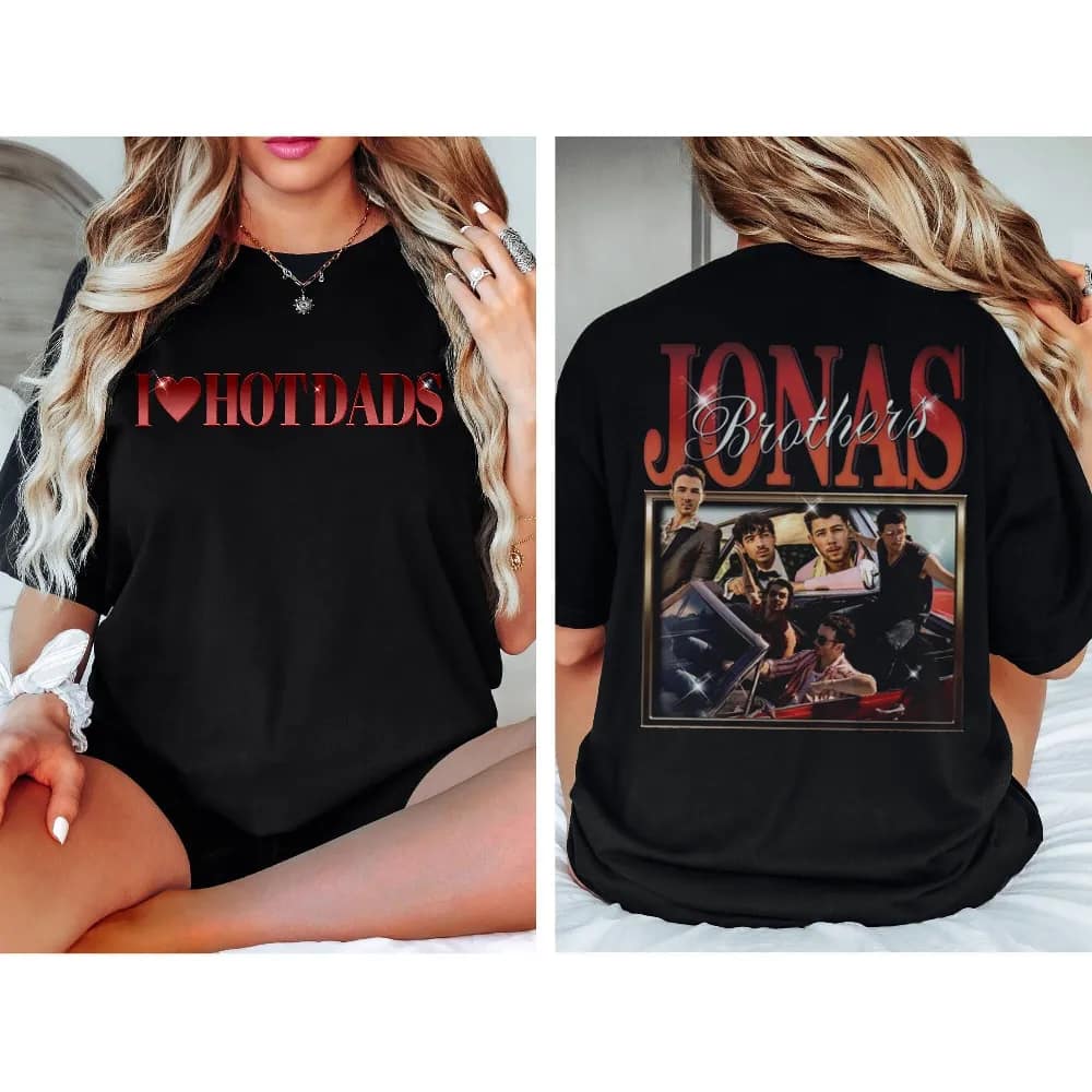 Inktee Store - I Love Hot Dads Jonas Brother Shirt - Vintage Jonas Brothers Shirt - Joe Jonas Homage Shirt - Jonas Retro 90'S Sweater - Jonas Brother Merch Image