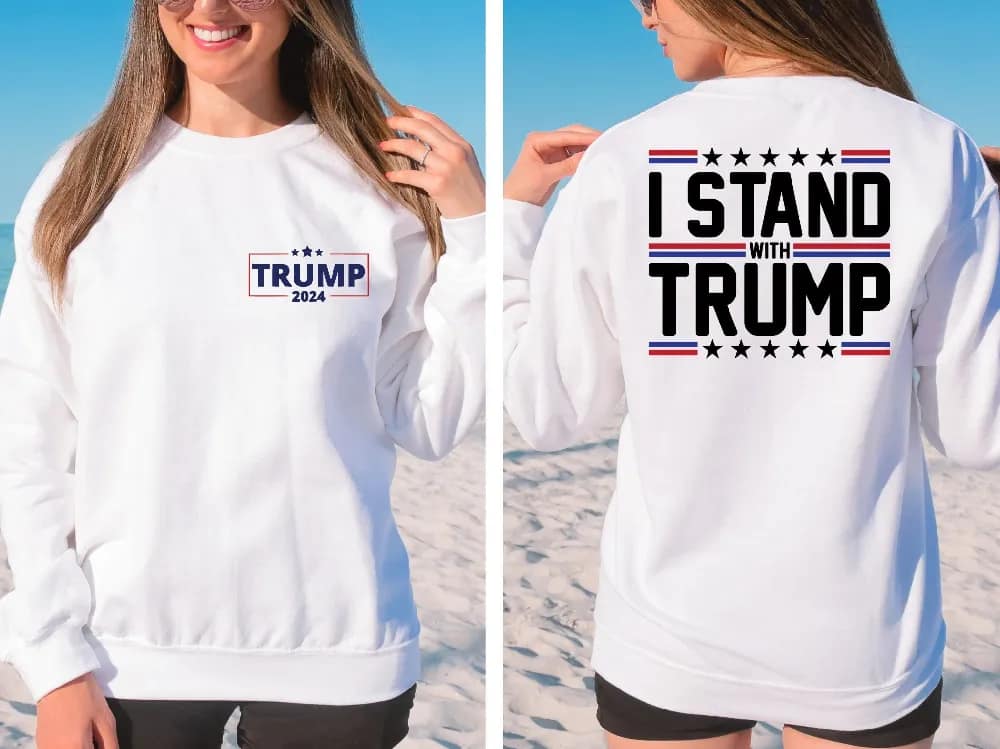 Inktee Store - I Stand With Trump 2024 Sweatshirt - Maga Support Trump President Election 2024 Trump Lovers Republicans Campaign Not Guilty Sweatshirt Image