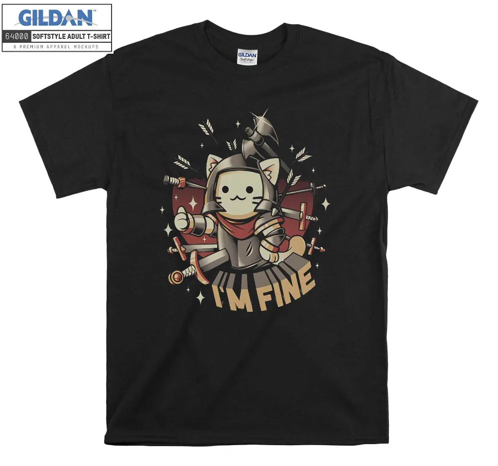 Inktee Store - I'M Fine Funny Cat Gaming T-Shirt Image