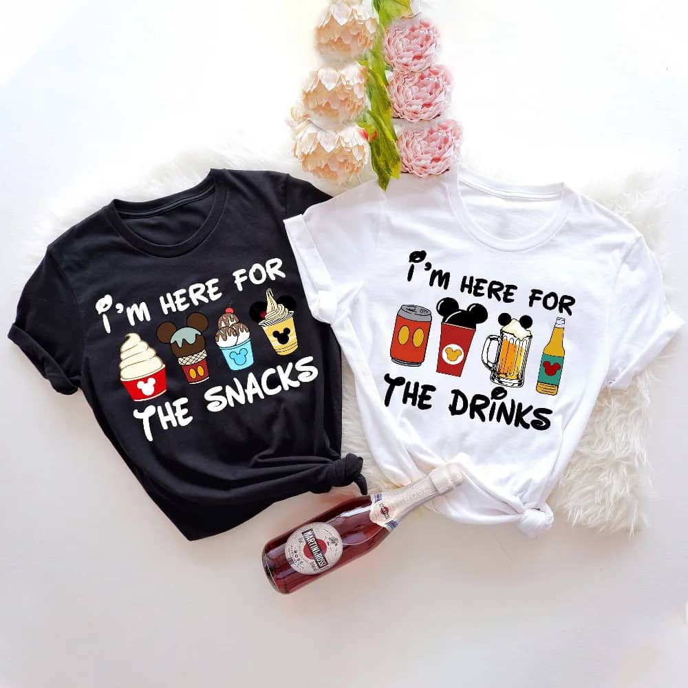 Inktee Store - I'M Here For The Snacks - I'M Here For The Drinks - Family Matching Shirt - Disney Food Beer Shirts - Disney Vacation Shirt - Disney Halloween Tee Image