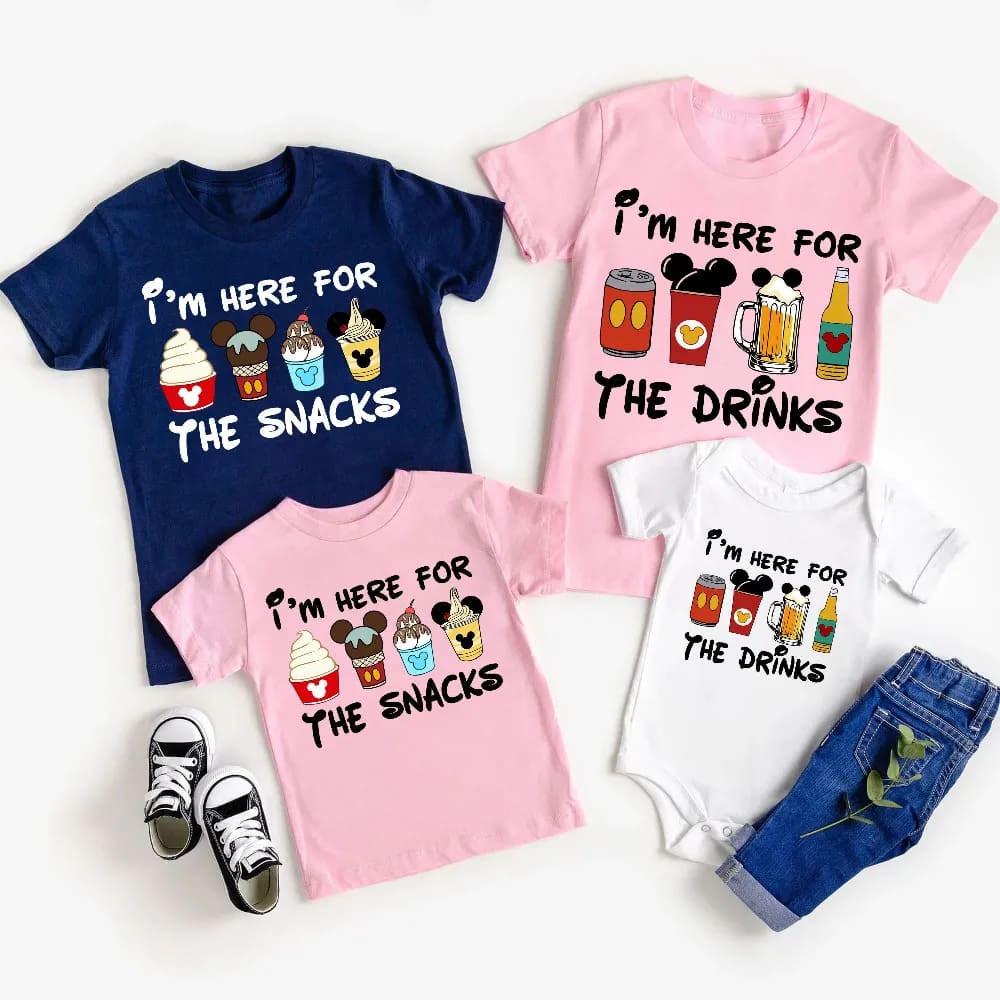 Inktee Store - I'M Here For The Snacks - I'M Here For The Drinks - Family Matching Shirt - Disney Food Beer Shirts - Disney Vacation Shirt - Disney Halloween Tee Image