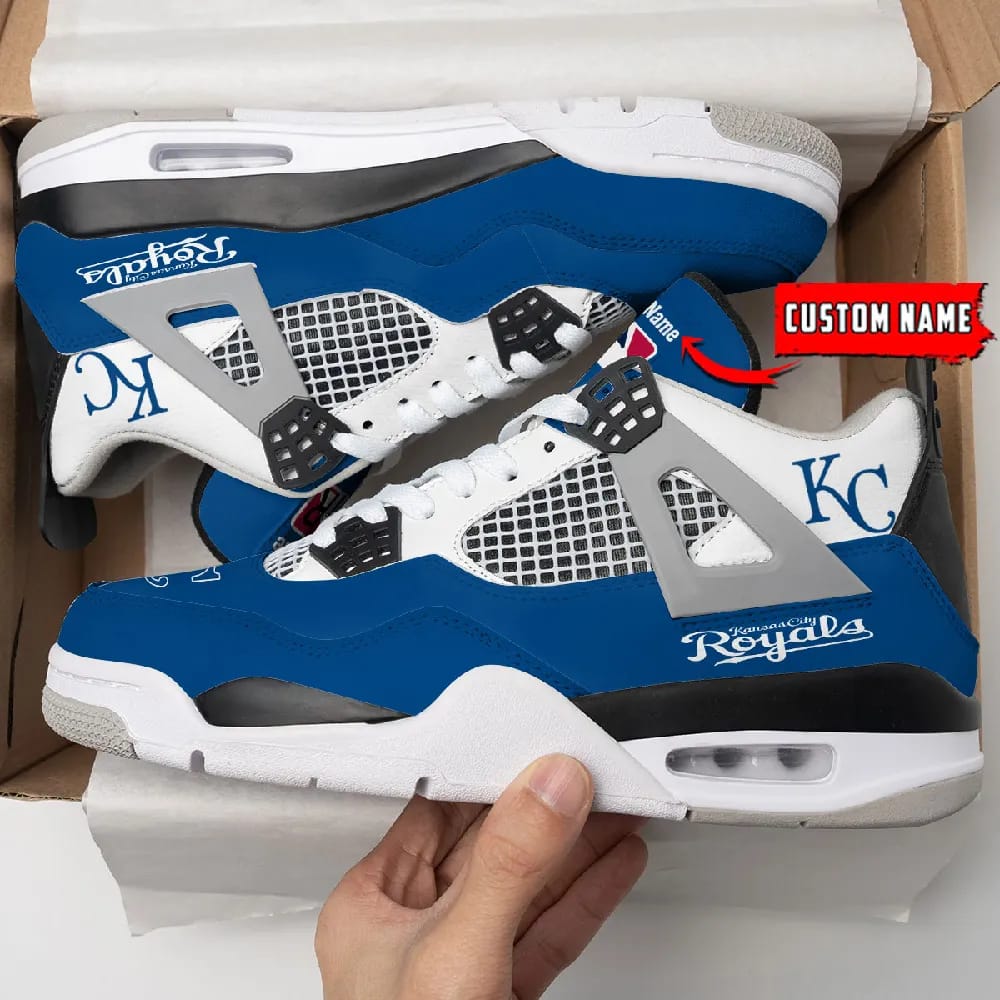 Inktee Store - Kansas City Royals Personalized Air Jordan 4 Sneaker Image