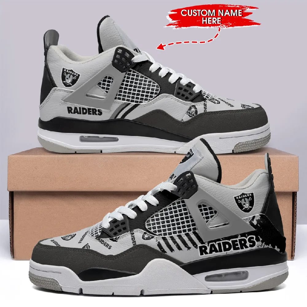 Inktee Store - Las Vegas Raiders Personalized Air Jordan 4 Sneaker Image