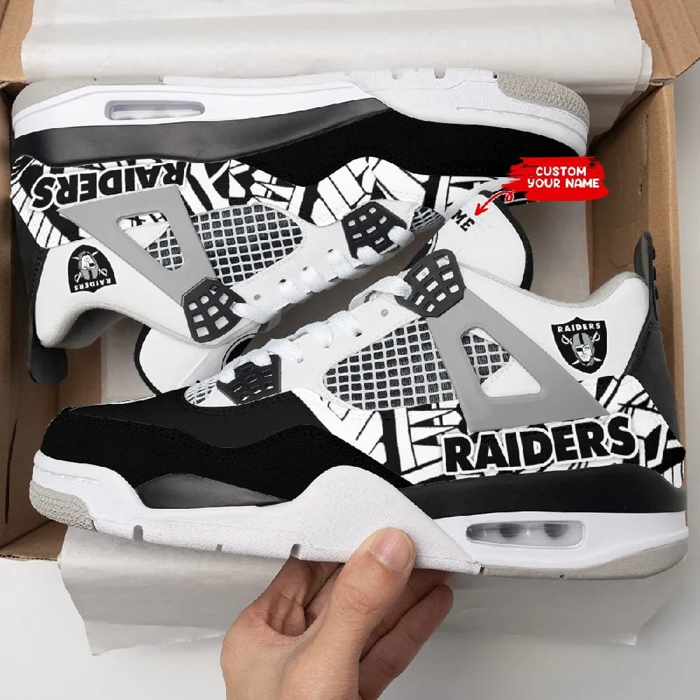 Inktee Store - Las Vegas Raiders Personalized Air Jordan 4 Sneaker Image