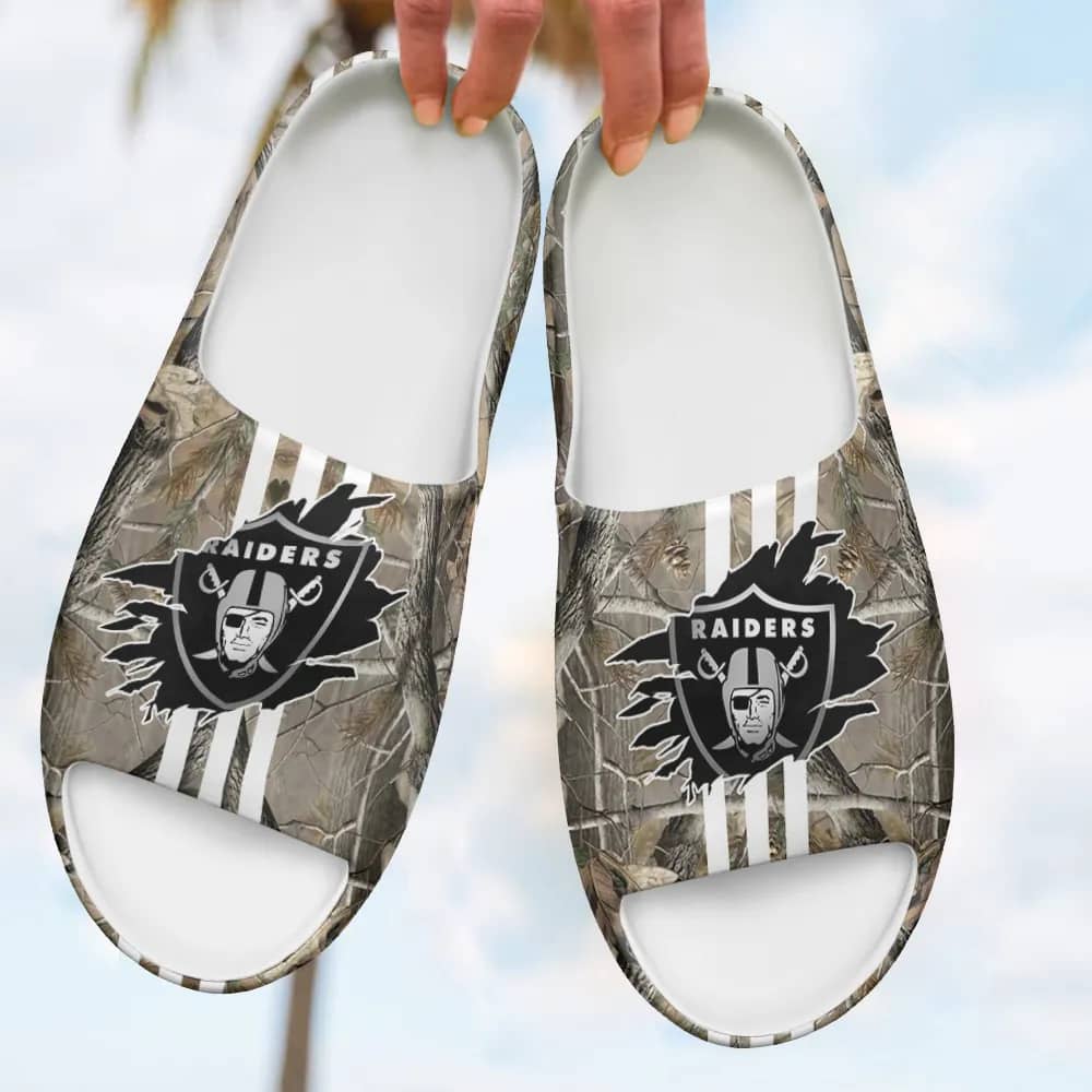 Inktee Store - Las Vegas Raiders Yeezy Slippers Shoes Image
