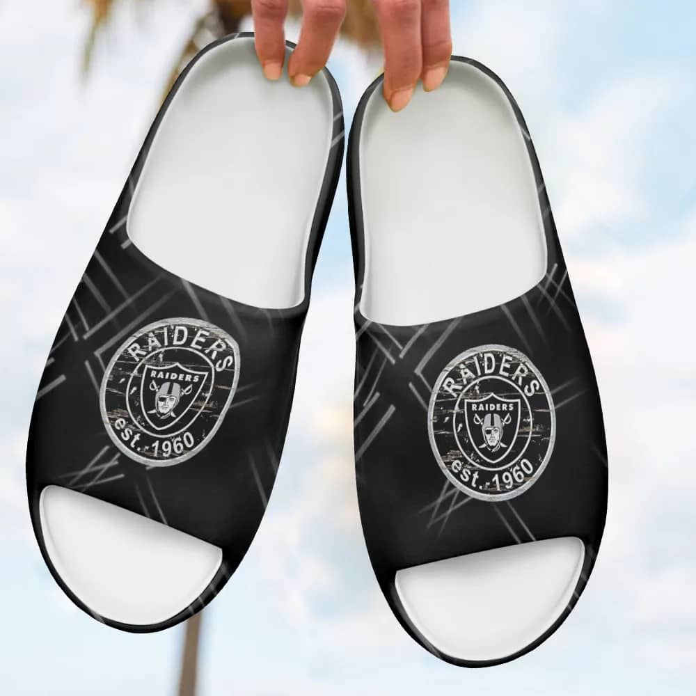 Inktee Store - Las Vegas Raiders Yeezy Slippers Shoes Image