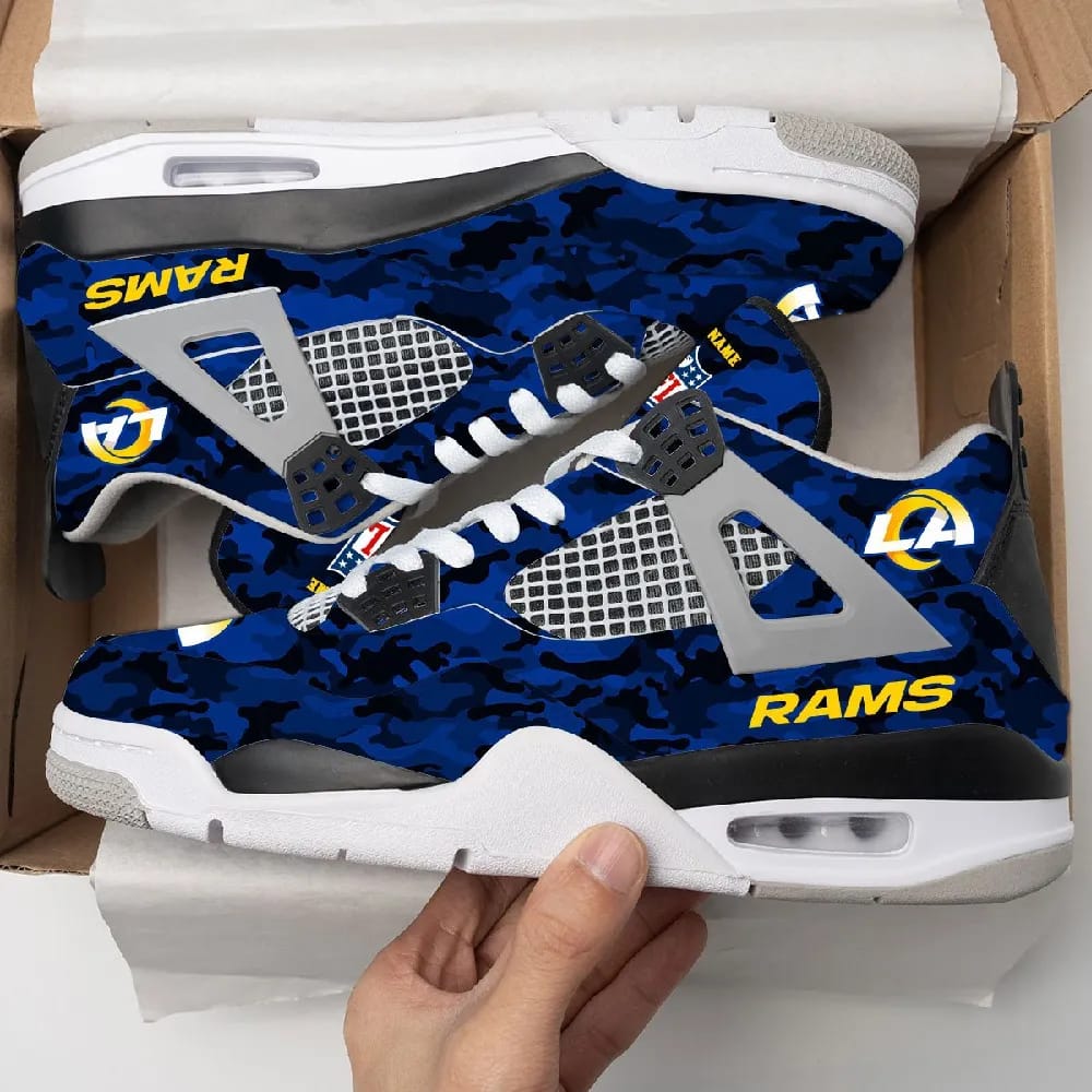 Inktee Store - Los Angeles Rams Camo Personalized Air Jordan 4 Sneaker Image