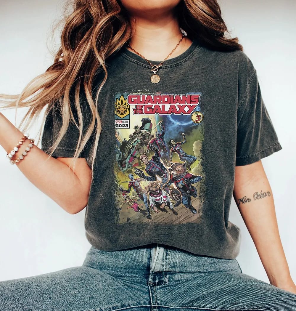 Inktee Store - Marvel Guardians Of The Galaxy 3 Comfort Colors Shirt - Marvel Comics Avengers Shirt - Superhero Shirt - Rocket Raccoon - Groot Shirt - Gotg 3 Image