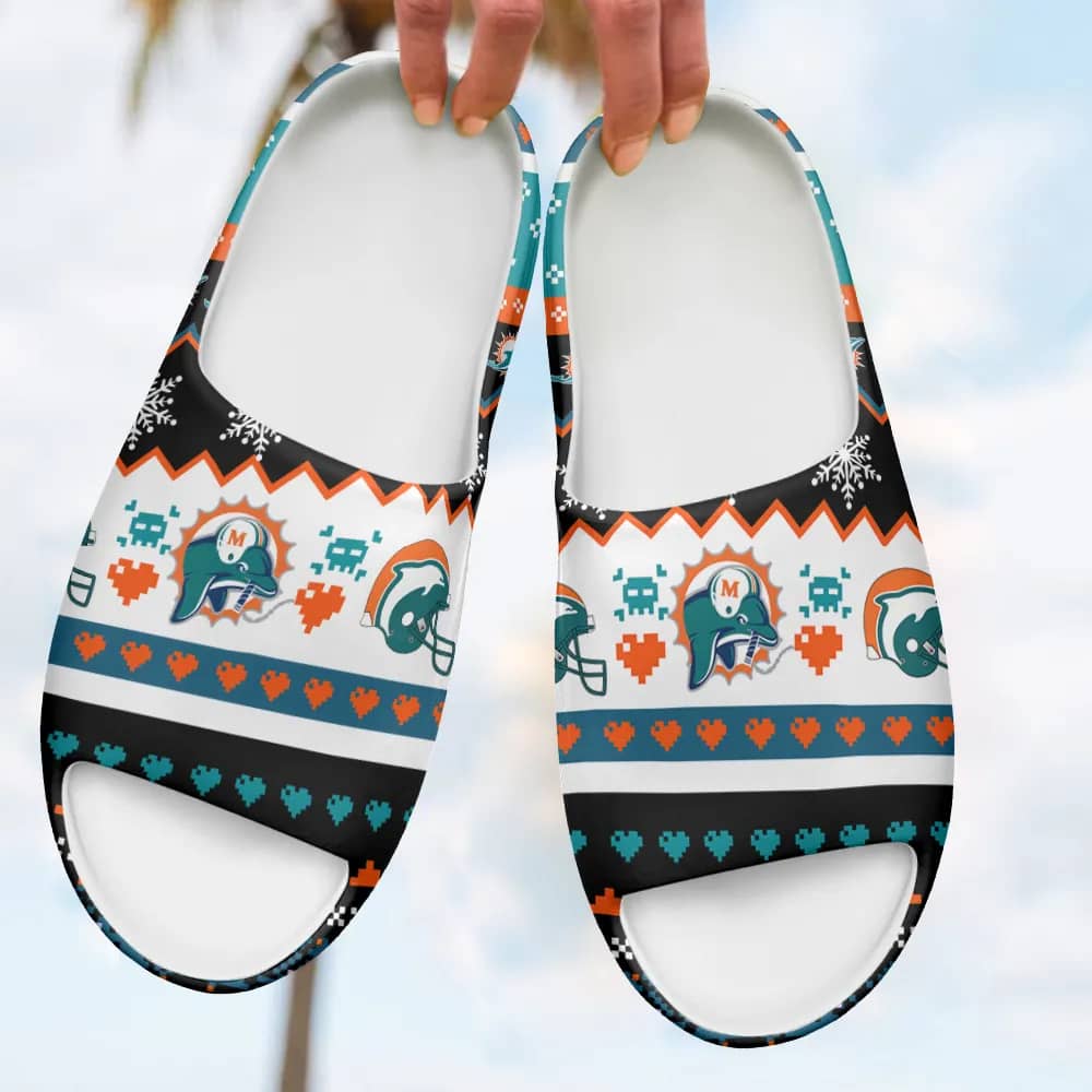 Inktee Store - Miami Dolphins Yeezy Slippers Shoes Image