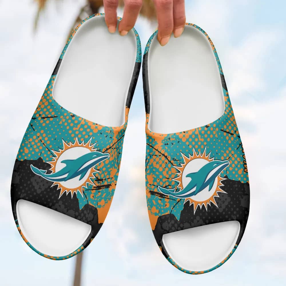 Inktee Store - Miami Dolphins Yeezy Slippers Shoes Image