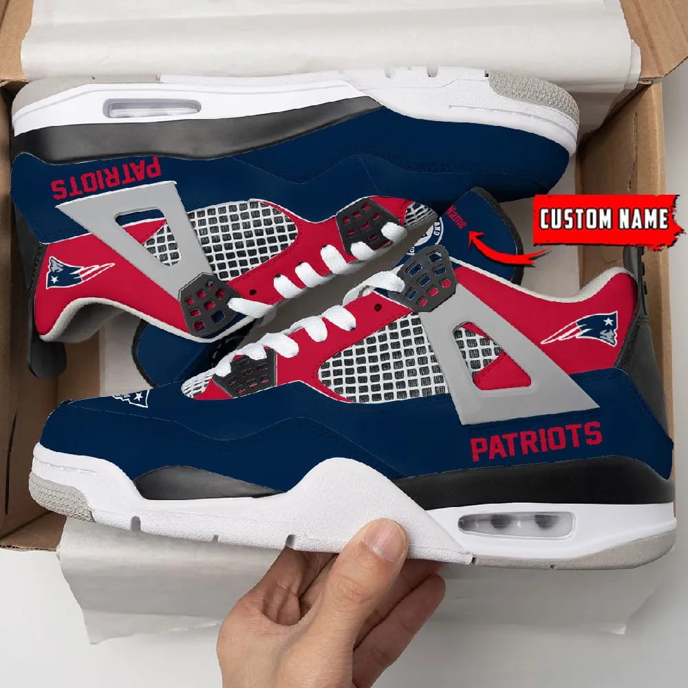 Inktee Store - New England Patriots Personalized Air Jordan 4 Sneaker Image