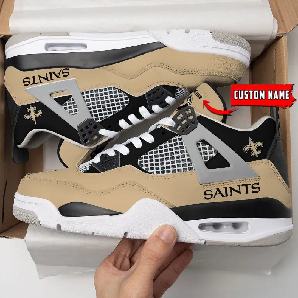 Inktee Store - New Orleans Saints Personalized Air Jordan 4 Sneaker Image