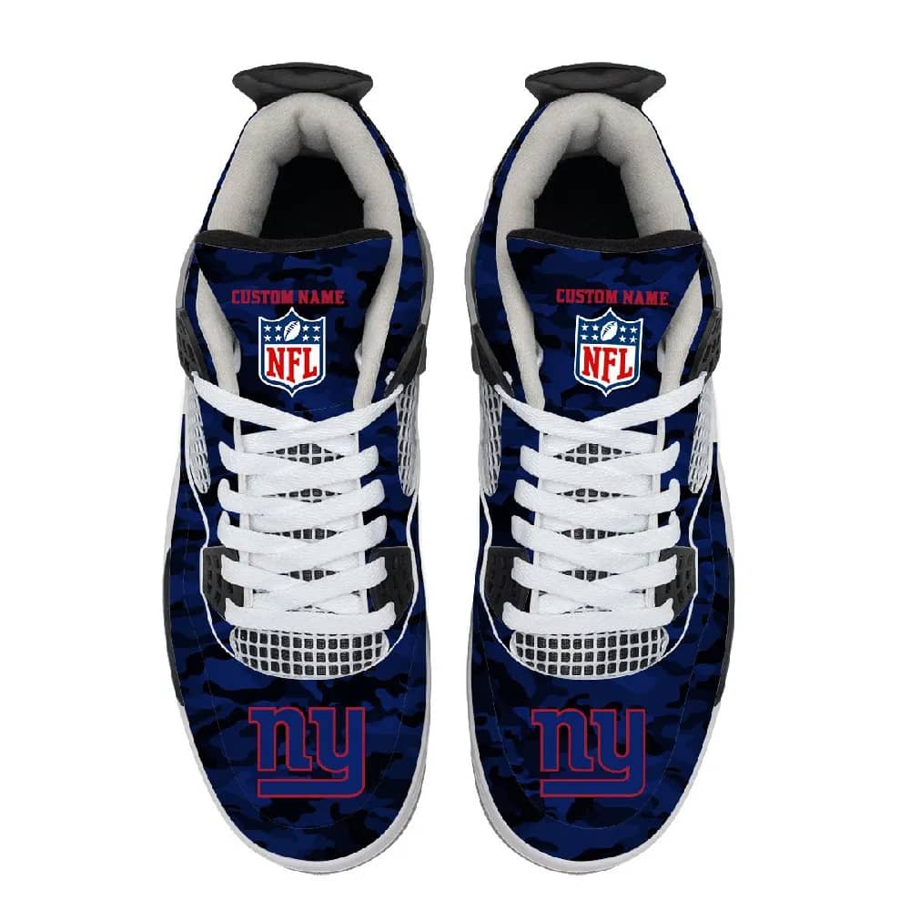 Inktee Store - New York Giants Camo Personalized Air Jordan 4 Sneaker Image