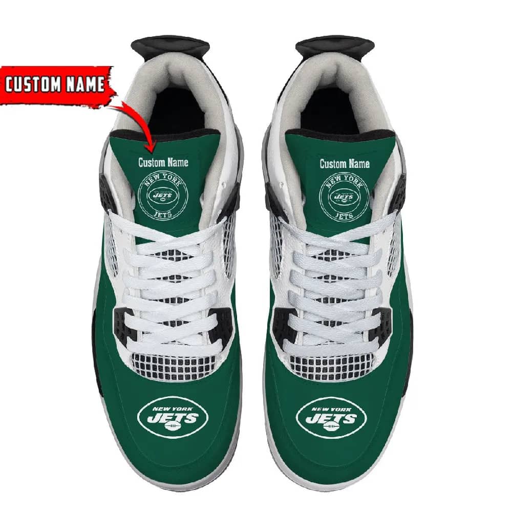 Inktee Store - New York Jets Personalized Air Jordan 4 Sneaker Image