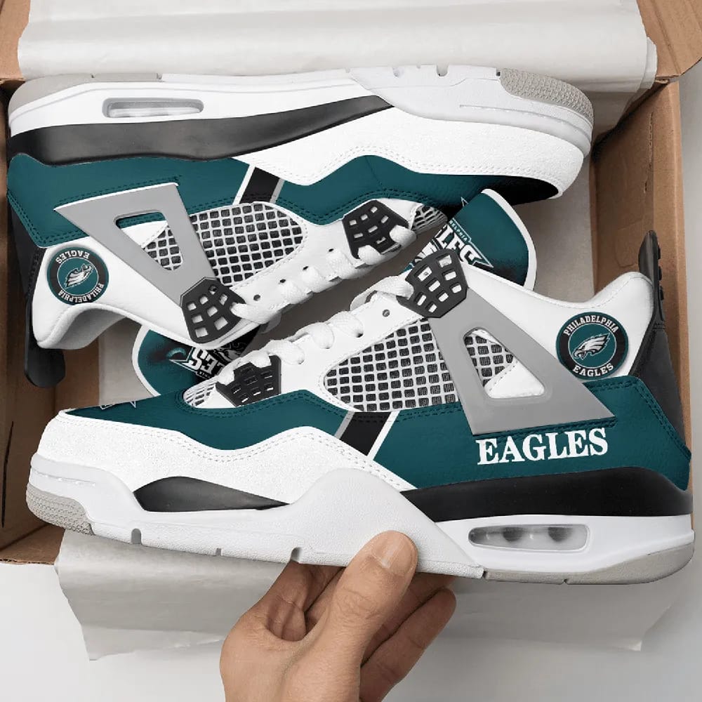 Inktee Store - Philadelphia Eagles Air Jordan 4 Sneaker Image
