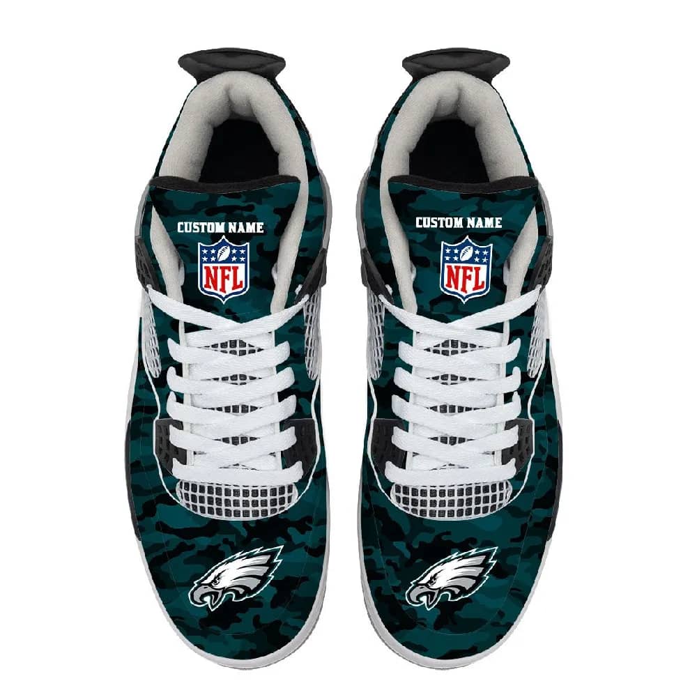 Inktee Store - Philadelphia Eagles Camo Personalized Air Jordan 4 Sneaker Image