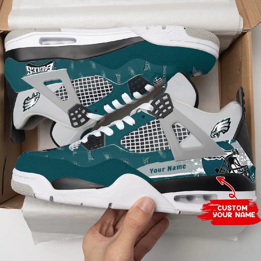 Inktee Store - Philadelphia Eagles Personalized Air Jordan 4 Sneaker Image
