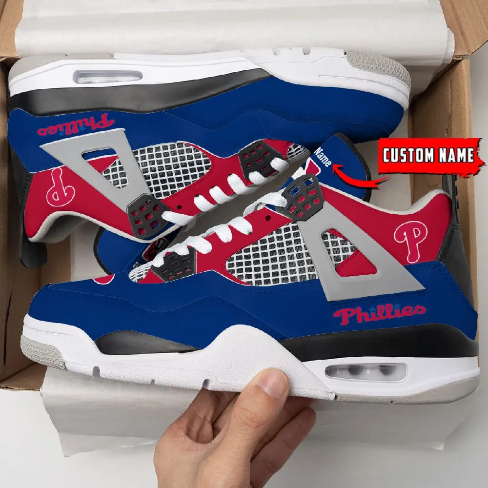 Inktee Store - Philadelphia Phillies Personalized Air Jordan 4 Sneaker Image