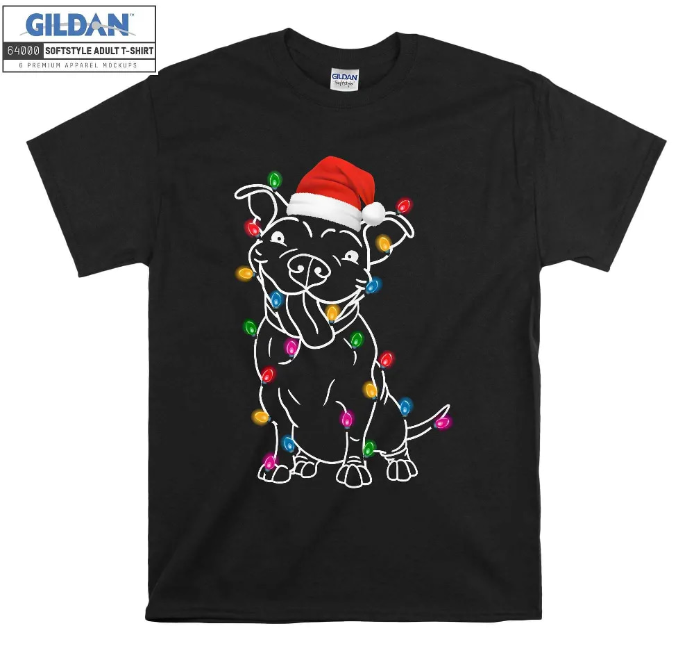 Inktee Store - Pitbull Line Christmas Lights T-Shirt Image