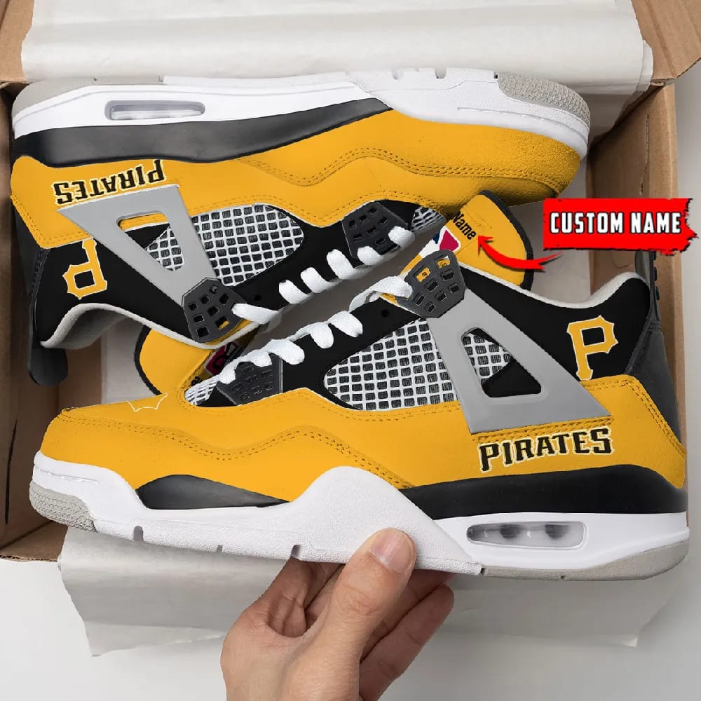 Inktee Store - Pittsburgh Pirates Personalized Air Jordan 4 Sneaker Image