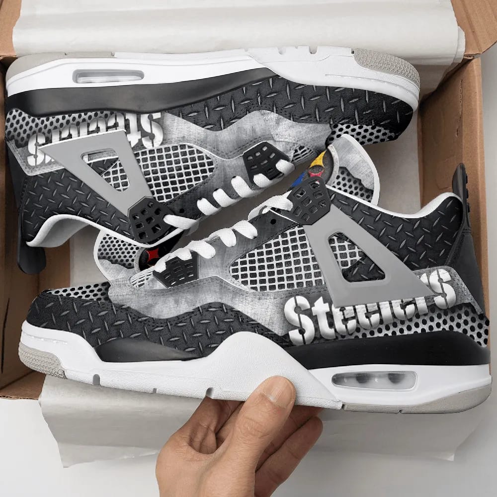 Inktee Store - Pittsburgh Steelers Air Jordan 4 Sneaker Image