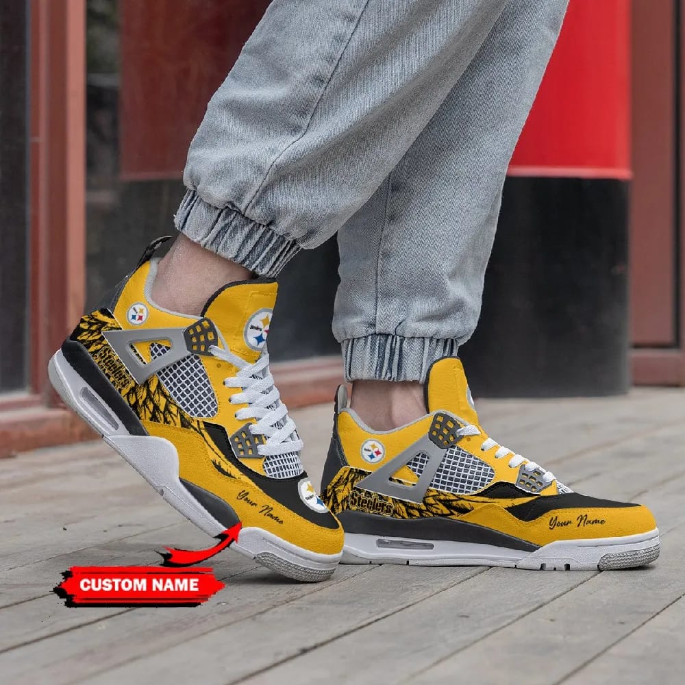 Inktee Store - Pittsburgh Steelers Personalized Air Jordan 4 Sneaker Image