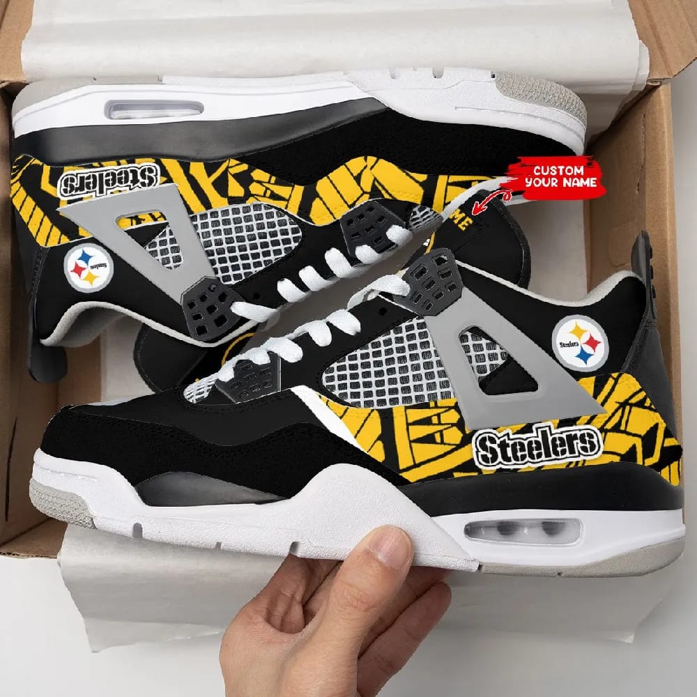 Inktee Store - Pittsburgh Steelers Personalized Air Jordan 4 Sneaker Image