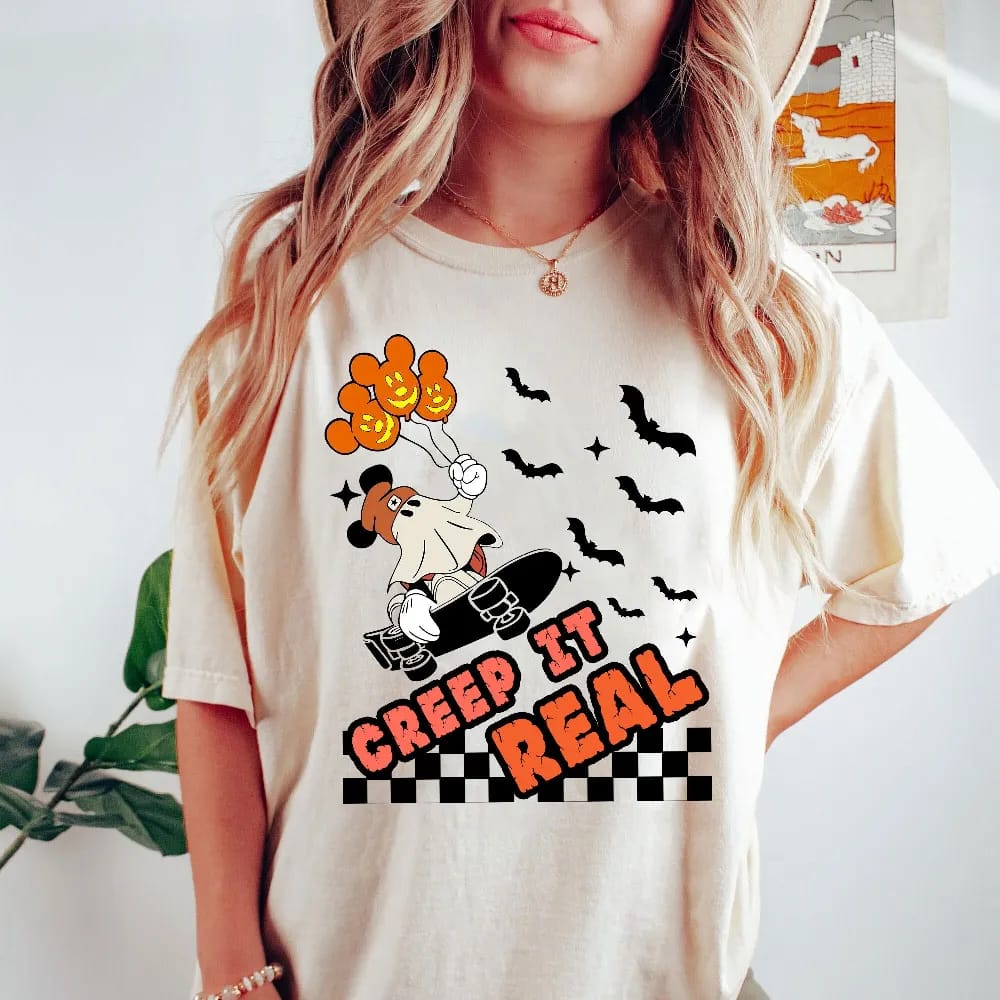 Inktee Store - Retro Halloween Comfort Colors Shirt - Creep It Real Shirt - Vintage Ghost Halloween Shirt - Witch Shirt - Retro Fall Shirt - Fall Shirt Image