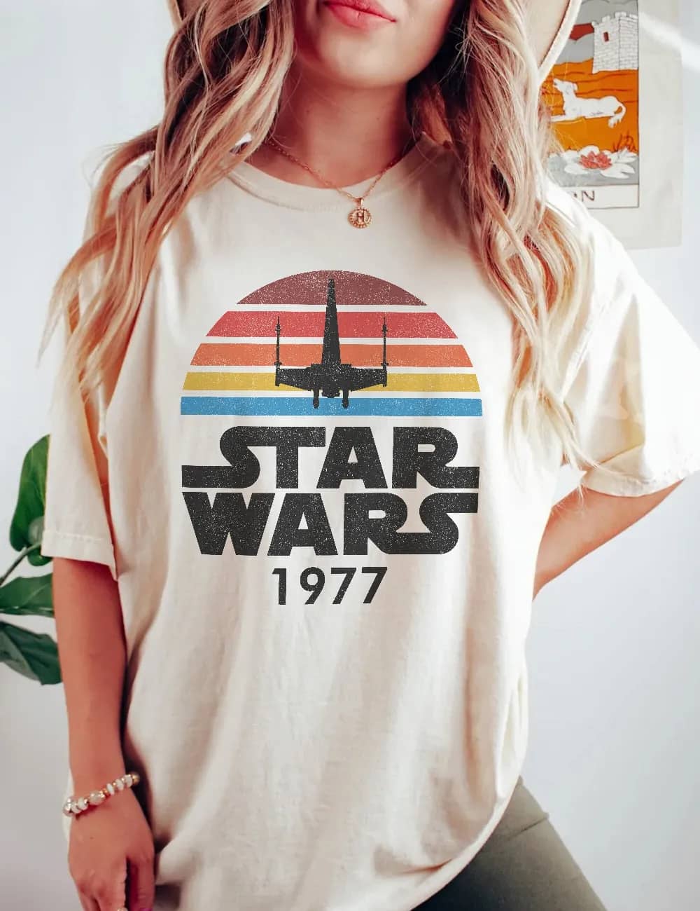 Inktee Store - Retro Star Wars 1977 Comfort Colors Shirt - Vintage Star Wars 1977 Shirt - Disney Star Wars Shirt - Rainbow Stripe Shirt - Disneyworld Shirt Image