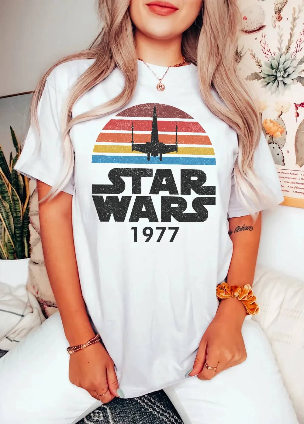 Inktee Store - Retro Star Wars 1977 Comfort Colors Shirt - Vintage Star Wars 1977 Shirt - Disney Star Wars Shirt - Rainbow Stripe Shirt - Disneyworld Shirt Image