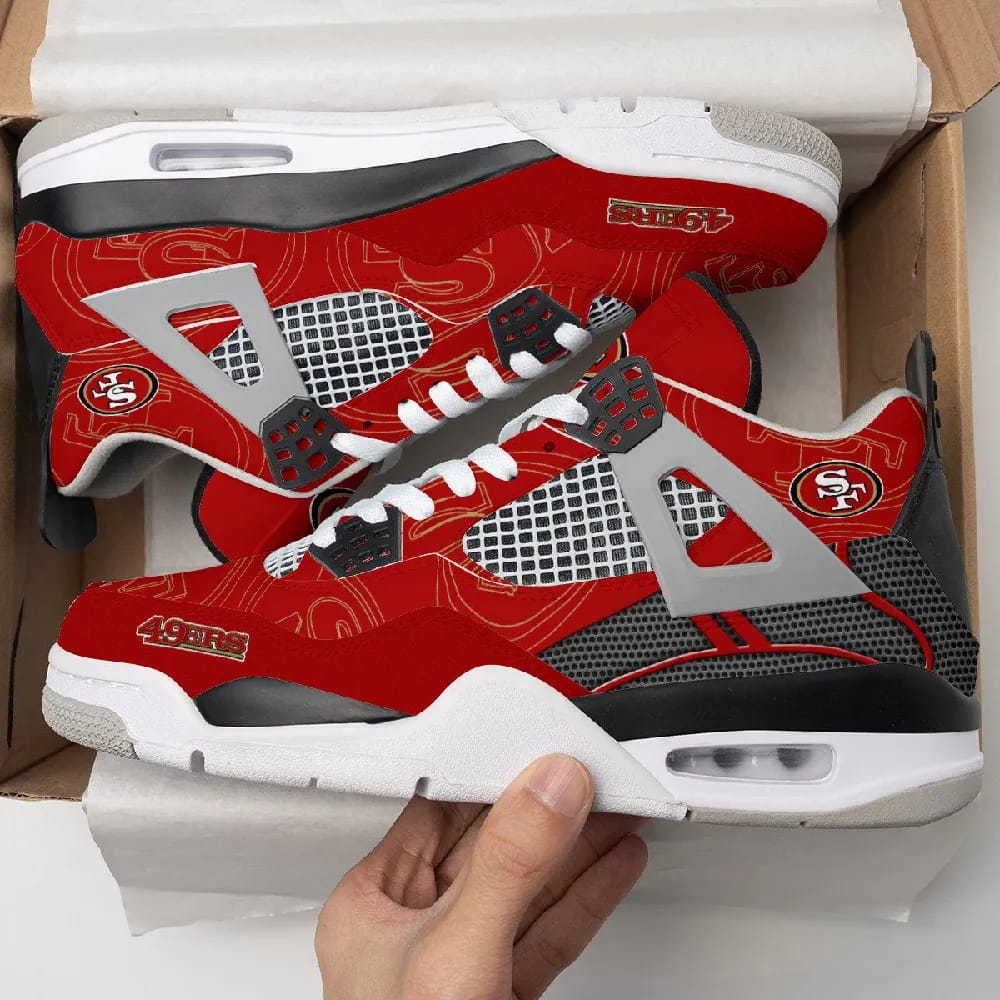 Inktee Store - San Francisco 49Ers Air Jordan 4 Sneaker Image