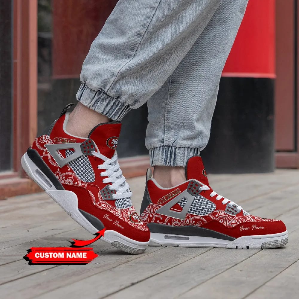 Inktee Store - San Francisco 49Ers Personalized Air Jordan 4 Sneaker Image