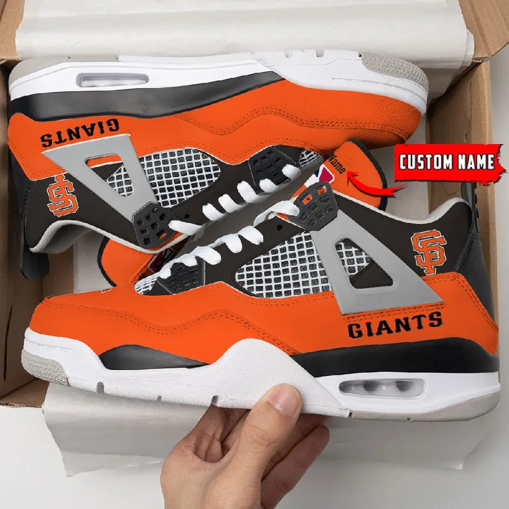 Inktee Store - San Francisco Giants Personalized Air Jordan 4 Sneaker Image