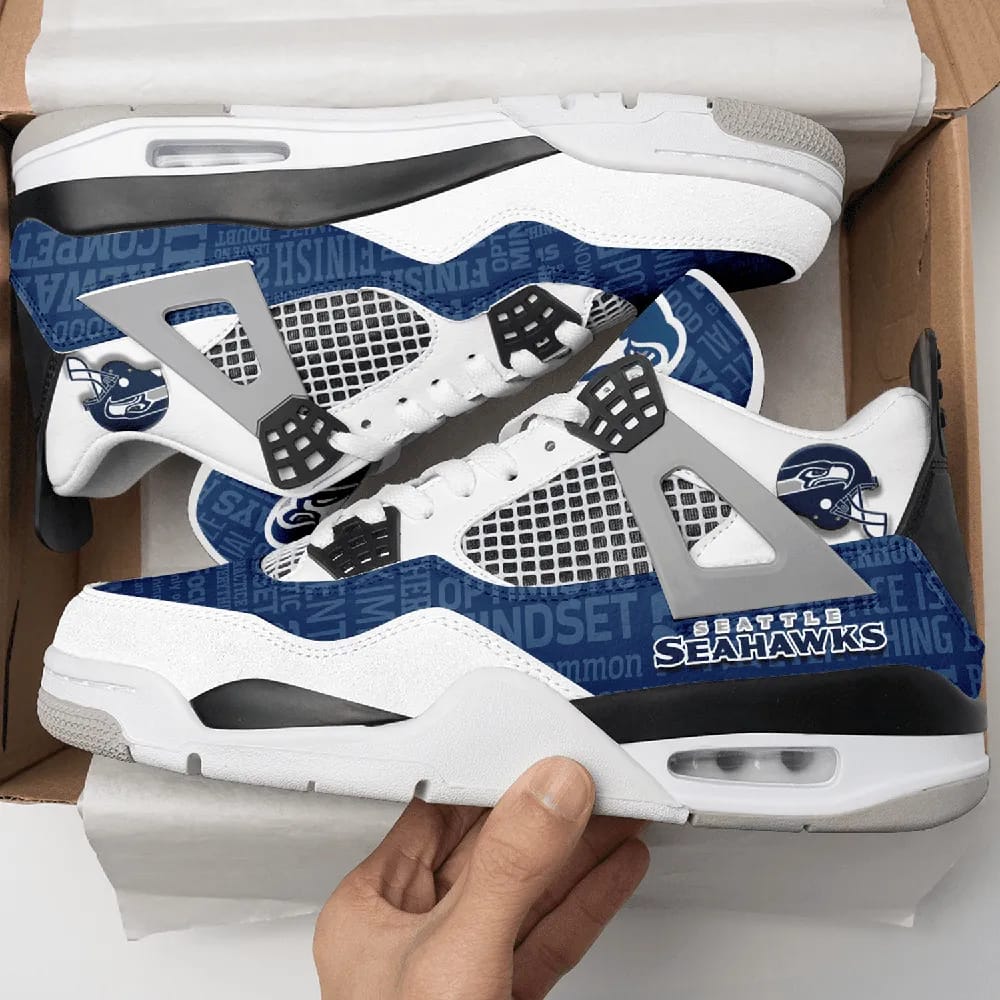 Inktee Store - Seattle Seahawks Air Jordan 4 Sneaker Image