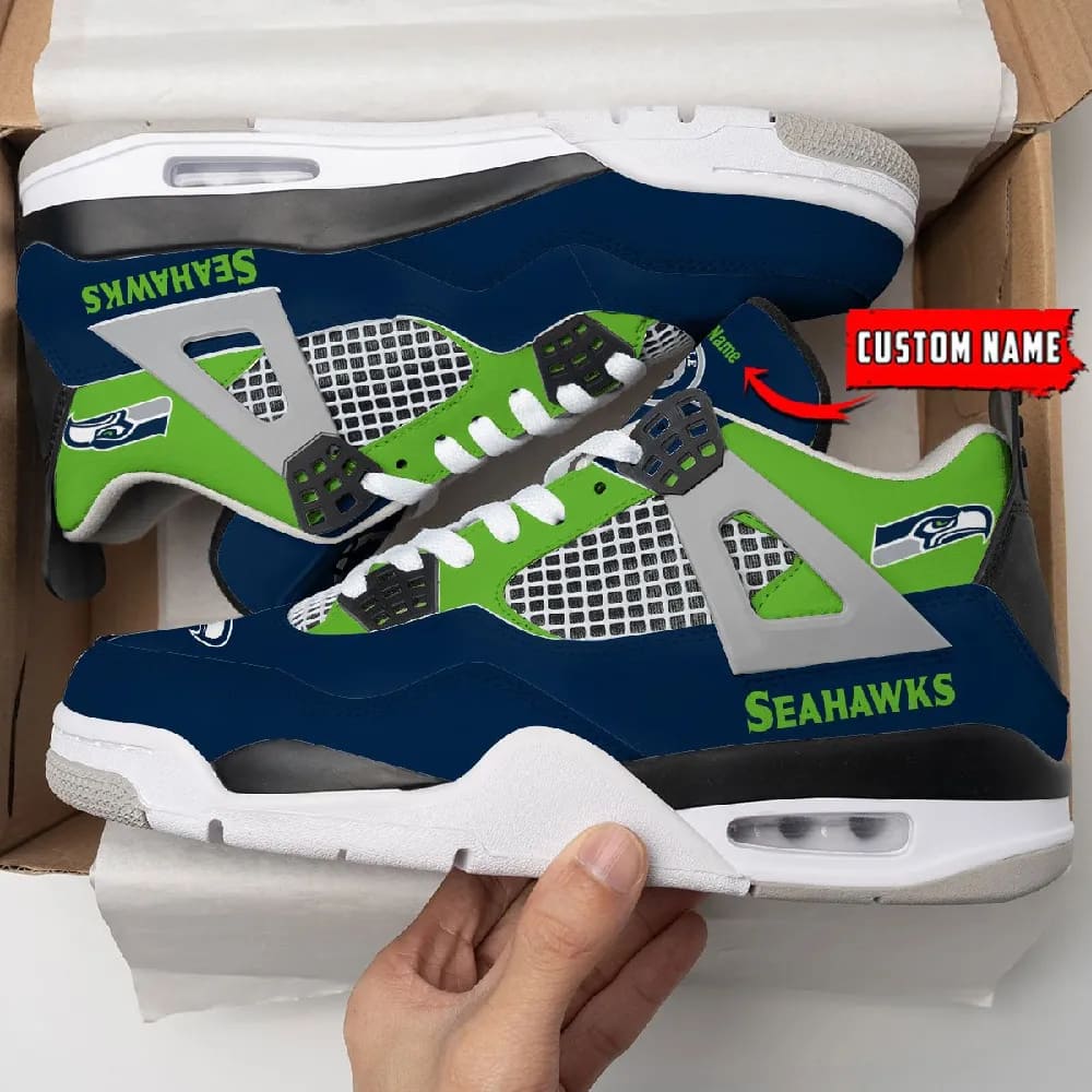 Inktee Store - Seattle Seahawks Personalized Air Jordan 4 Sneaker Image
