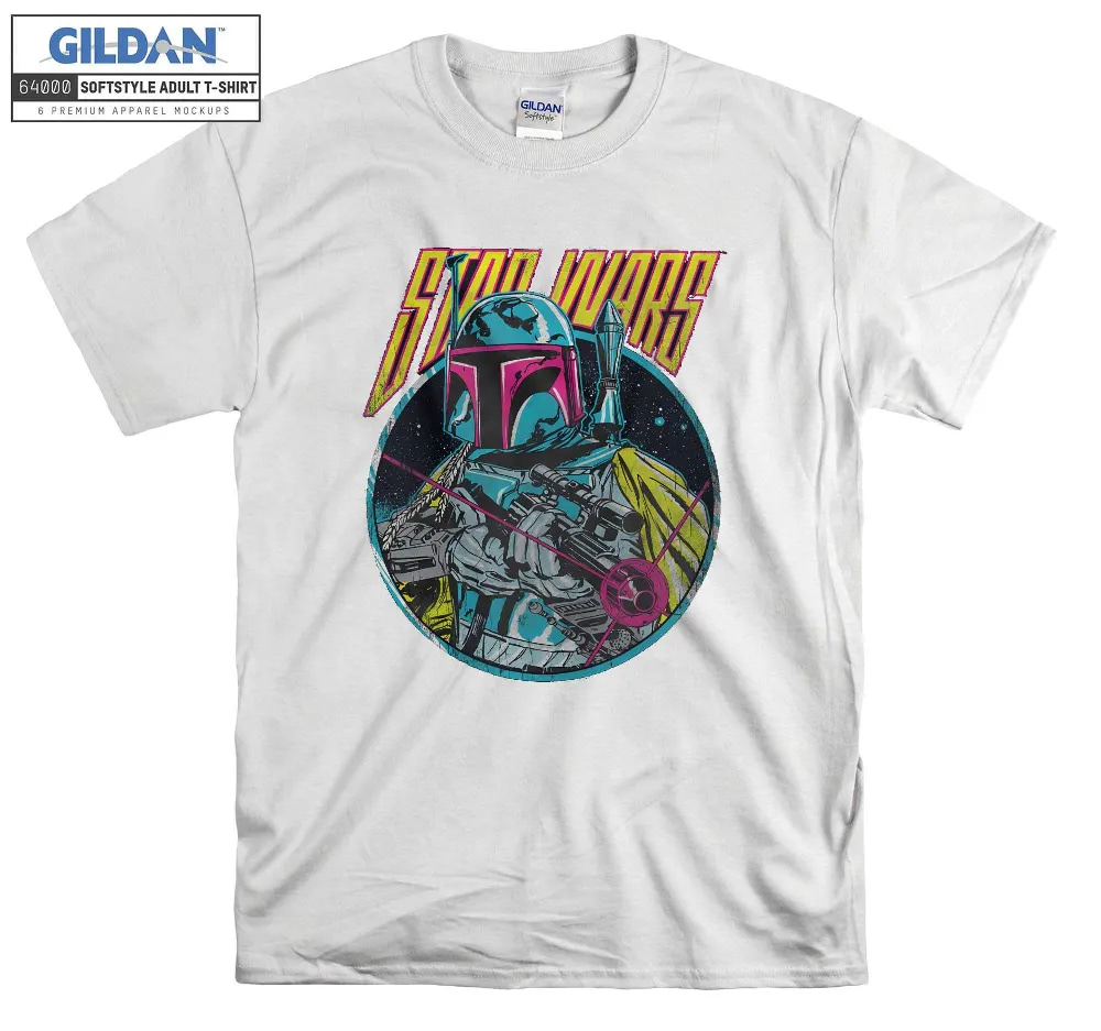Inktee Store - Star Wars Boba Fett Neon Blaster Vintage T-Shirt Image
