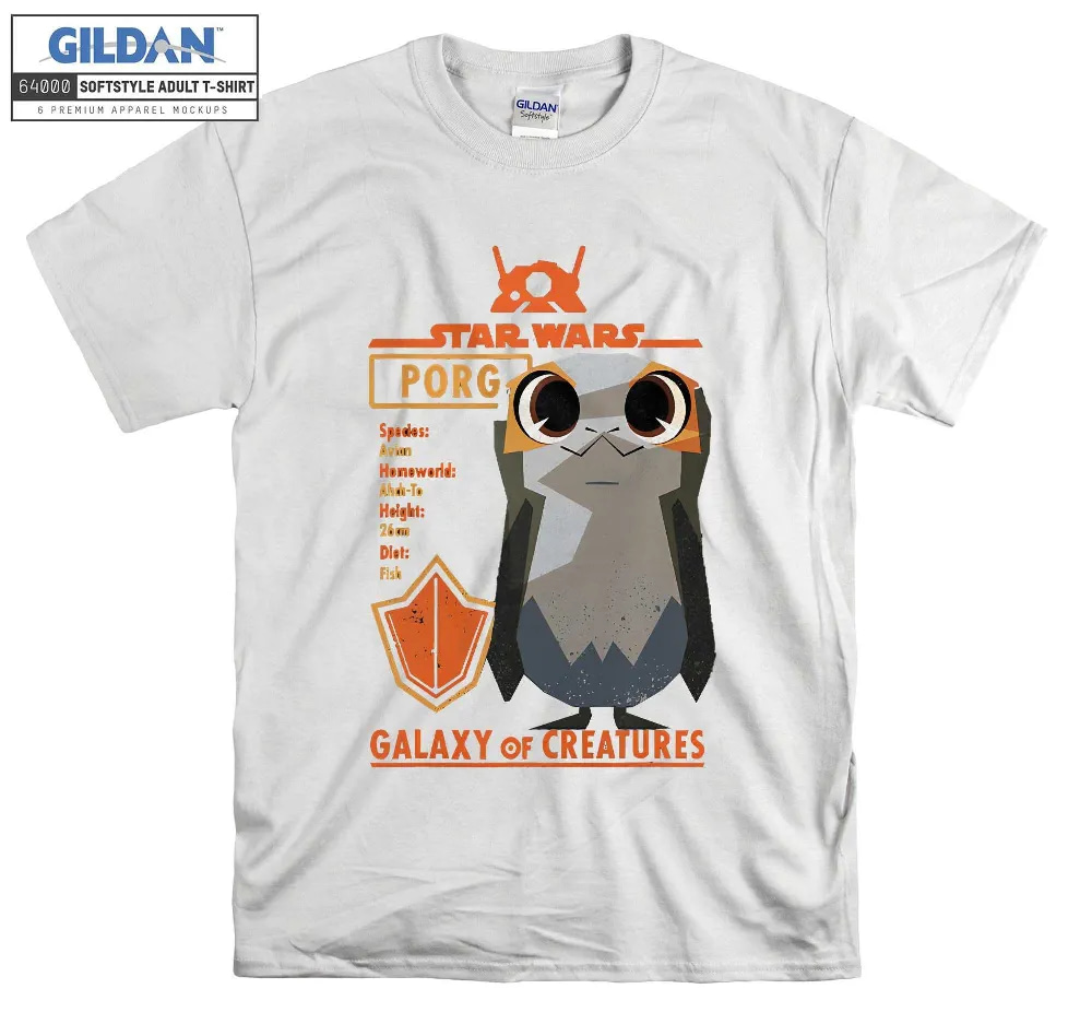 Inktee Store - Star Wars Galaxy Of Creatures Porg Information T-Shirt Image