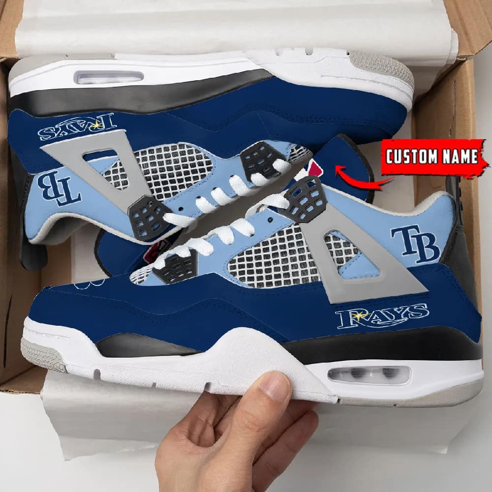 Inktee Store - Tampa Bay Rays Personalized Air Jordan 4 Sneaker Image