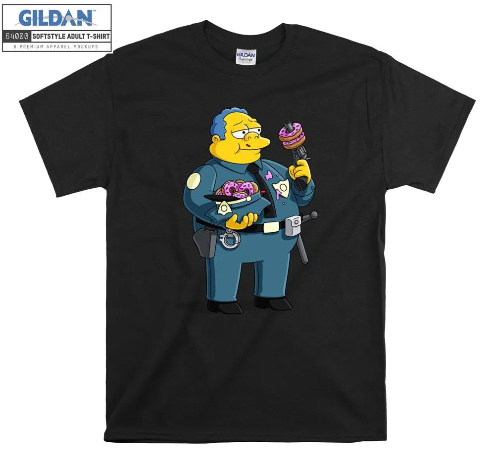 Inktee Store - The Simpsons Clancy Wiggum Donuts Weapon T-Shirt Image